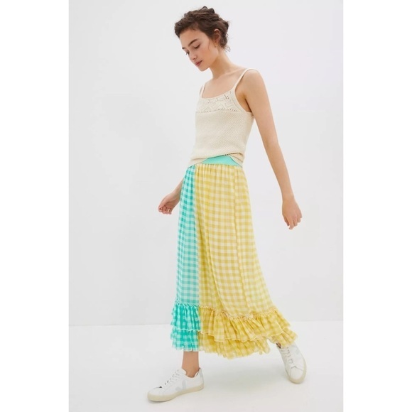 NWT Eva Franco Lynsey Gingham Colors Maxi Skirt S​​​​​ - Picture 11 of 14